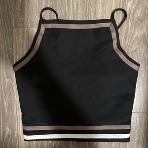 Elegant Black and Brown Women's High Neck Cropped Cami